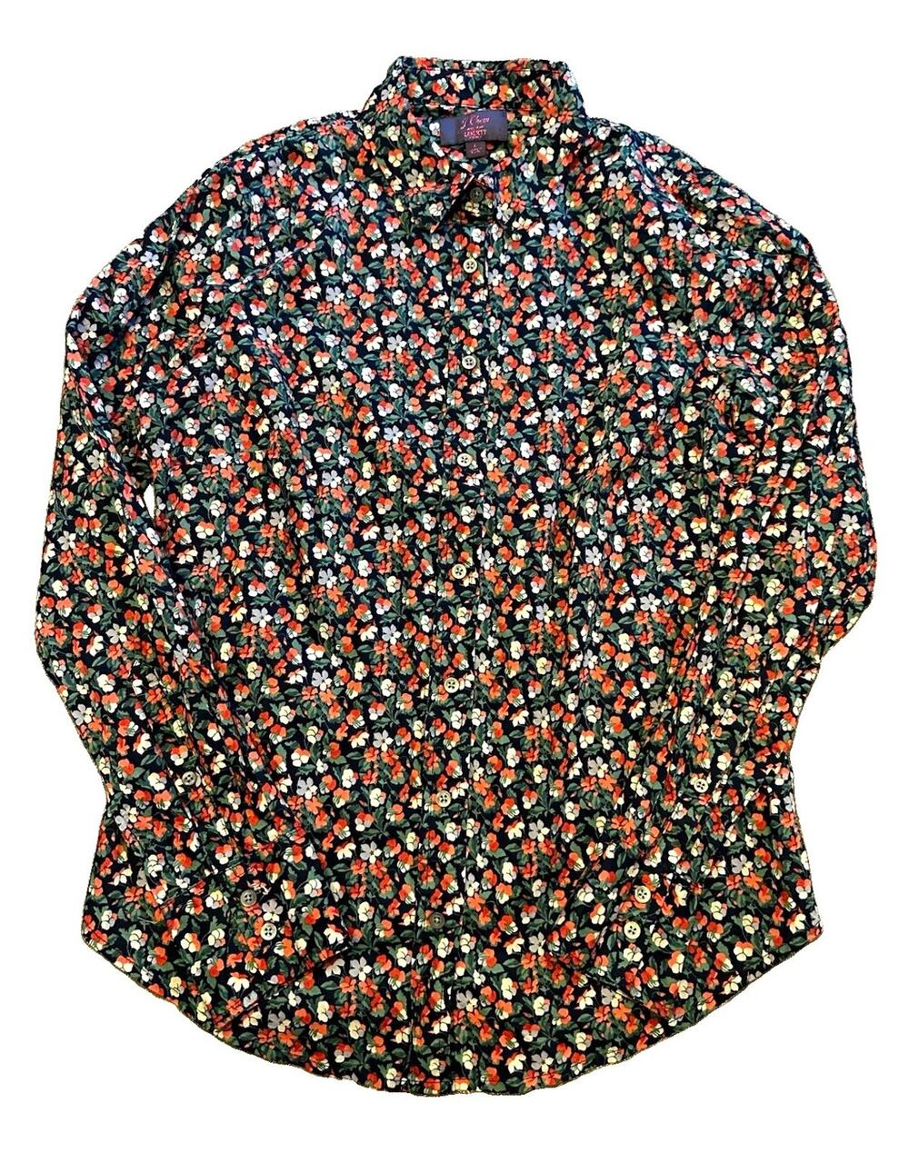 J.Crew Liberty pattern Navy Floral Multicolor Long Sleeve Button Up Shirt- Sz 6